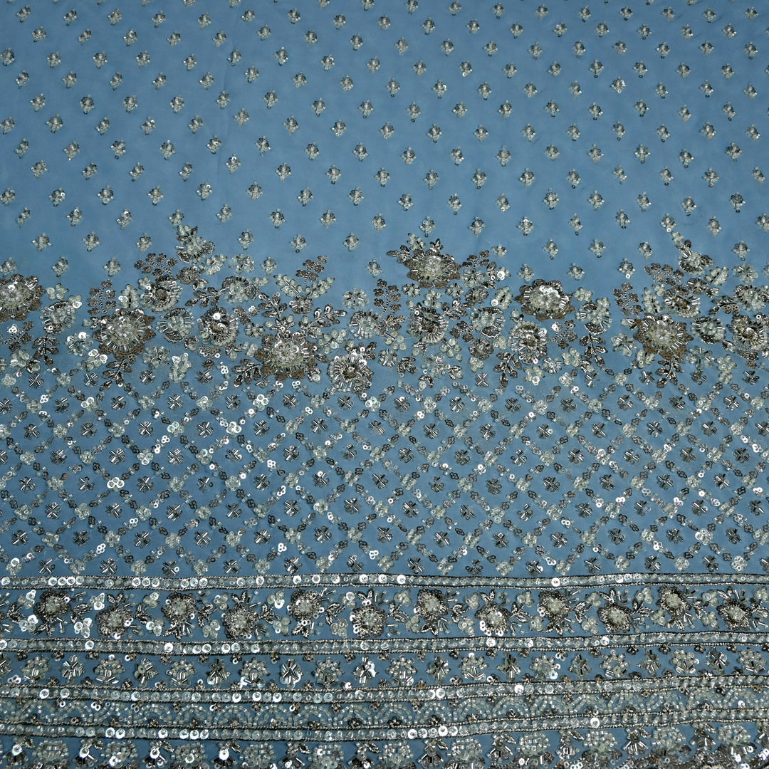Viscose Georgette Moti Sequins Embroidery Fabric