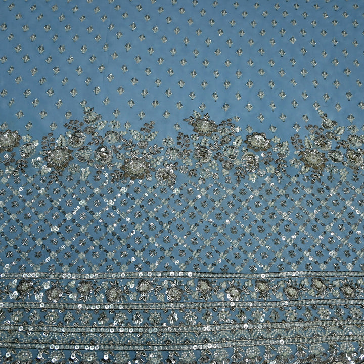 Viscose Georgette Moti Sequins Embroidery Fabric