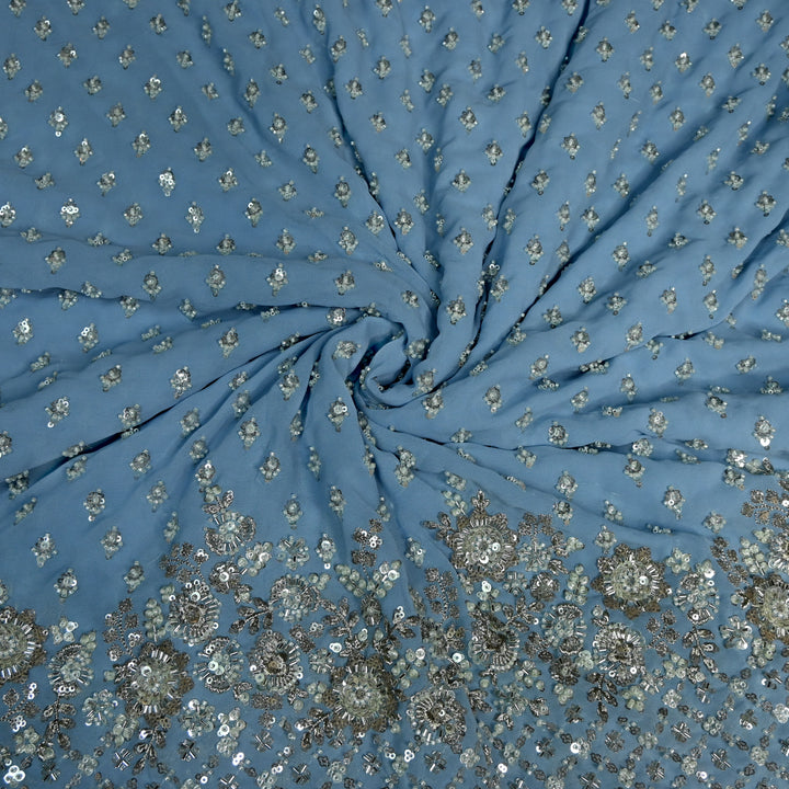 Viscose Georgette Moti Sequins Embroidery Fabric