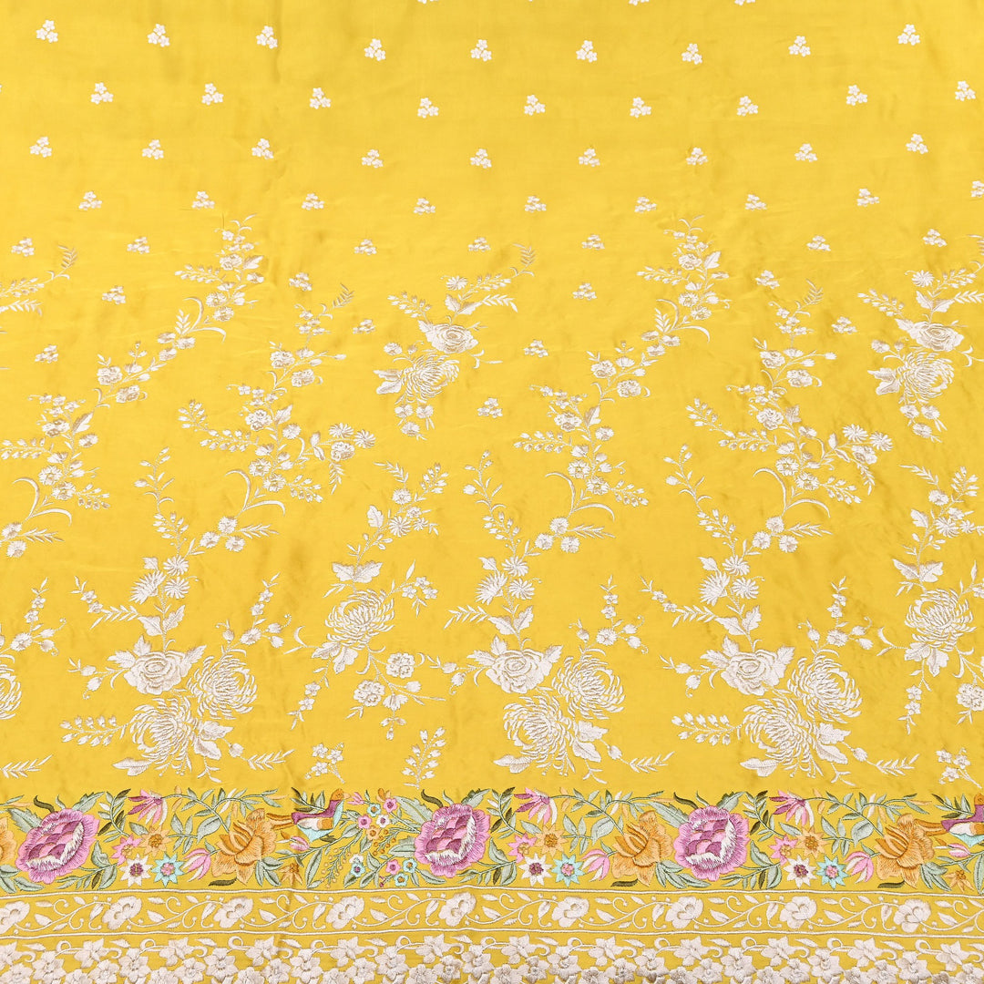 Premium Modal Satin Thread Embroidery Fabric | Floral Designer Fabric - F72881-03