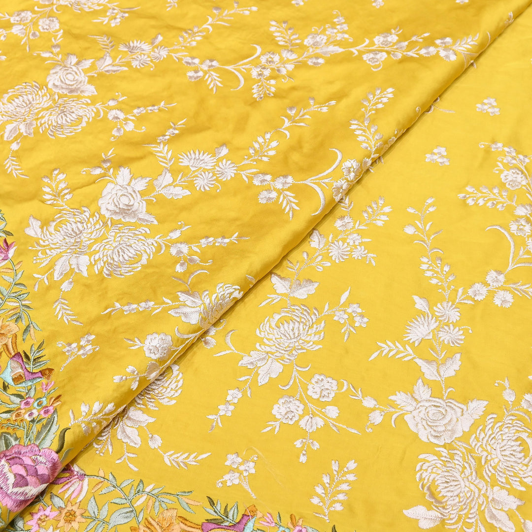 Premium Modal Satin Thread Embroidery Fabric | Floral Designer Fabric - F72881-03