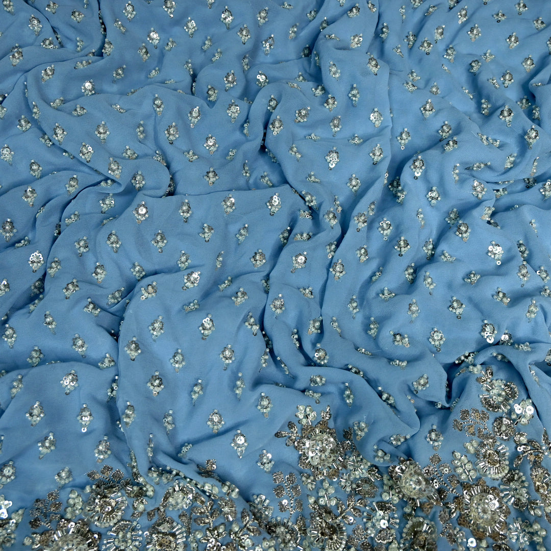 Viscose Georgette Moti Sequins Embroidery Fabric