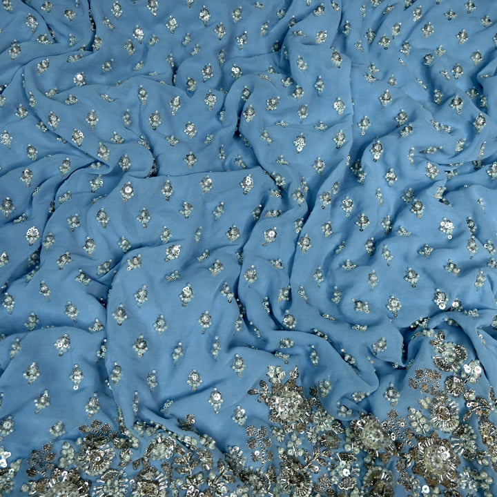 Viscose Georgette Moti Sequins Embroidery Fabric