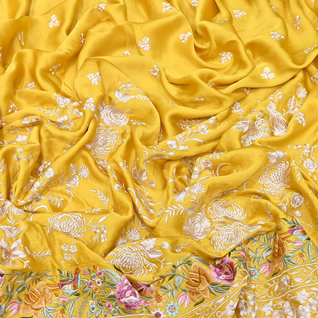 Premium Modal Satin Thread Embroidery Fabric | Floral Designer Fabric - F72881-03