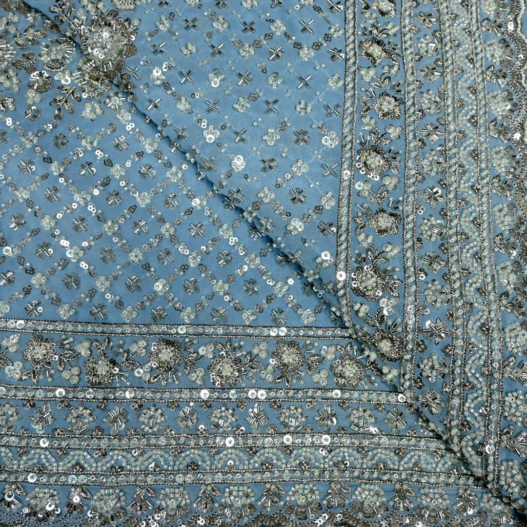 Viscose Georgette Moti Sequins Embroidery Fabric