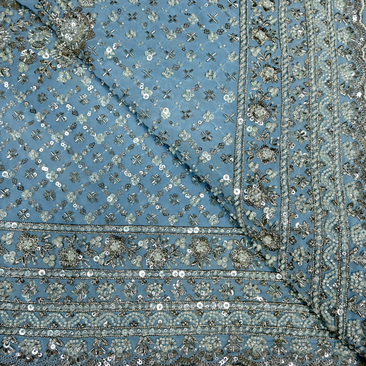 Viscose Georgette Moti Sequins Embroidery Fabric