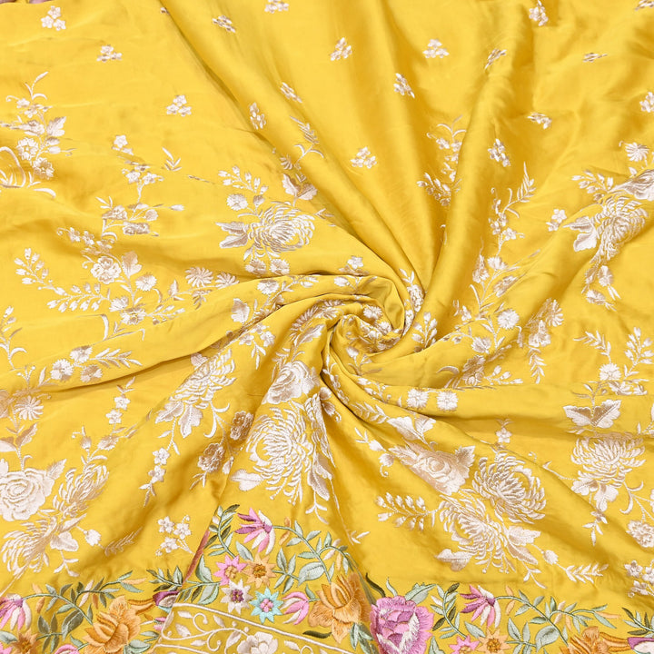 Premium Modal Satin Thread Embroidery Fabric | Floral Designer Fabric - F72881-03