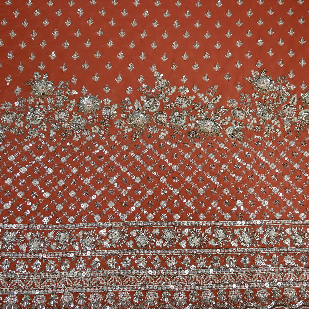 Viscose Georgette Moti Sequins Embroidery Fabric