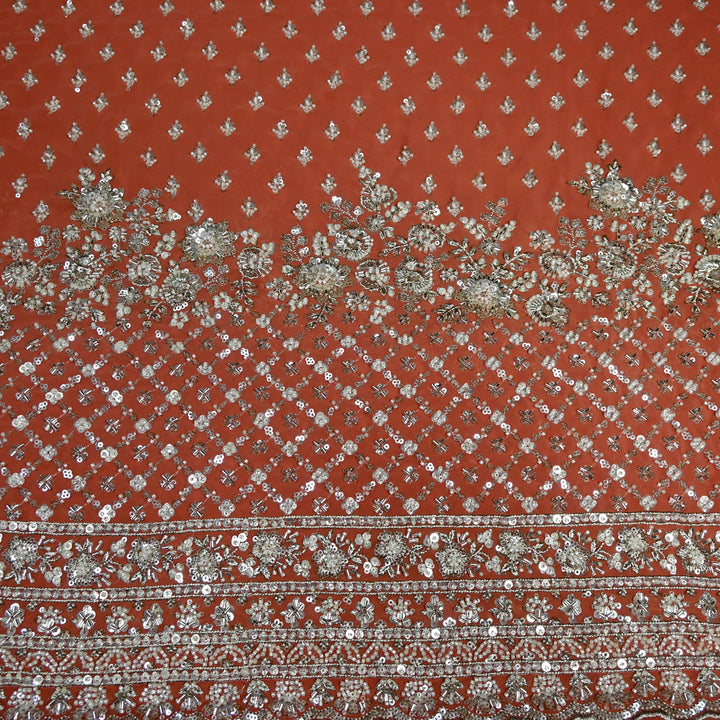 Viscose Georgette Moti Sequins Embroidery Fabric