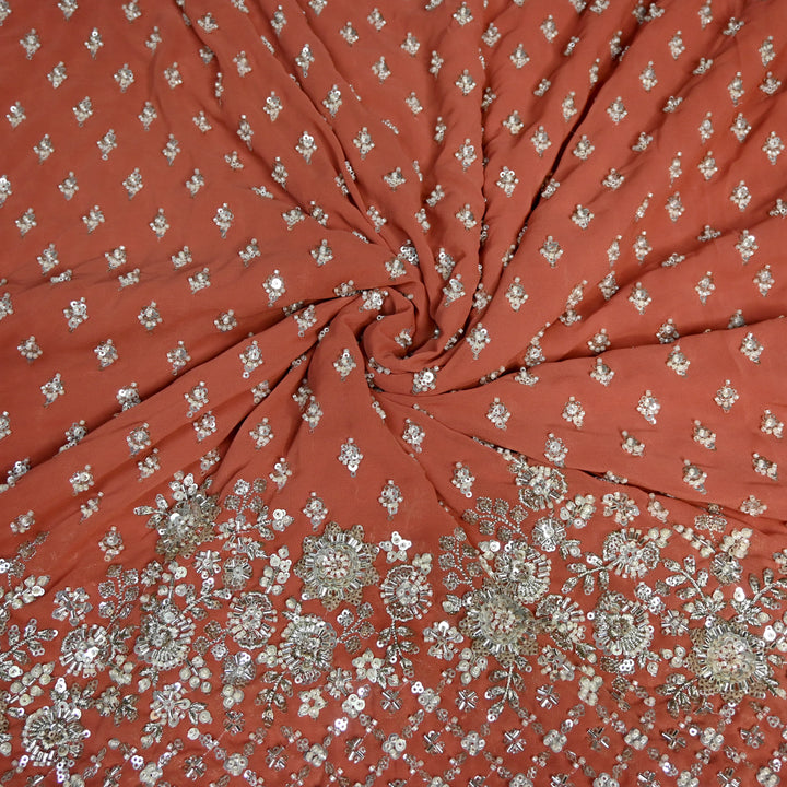 Viscose Georgette Moti Sequins Embroidery Fabric