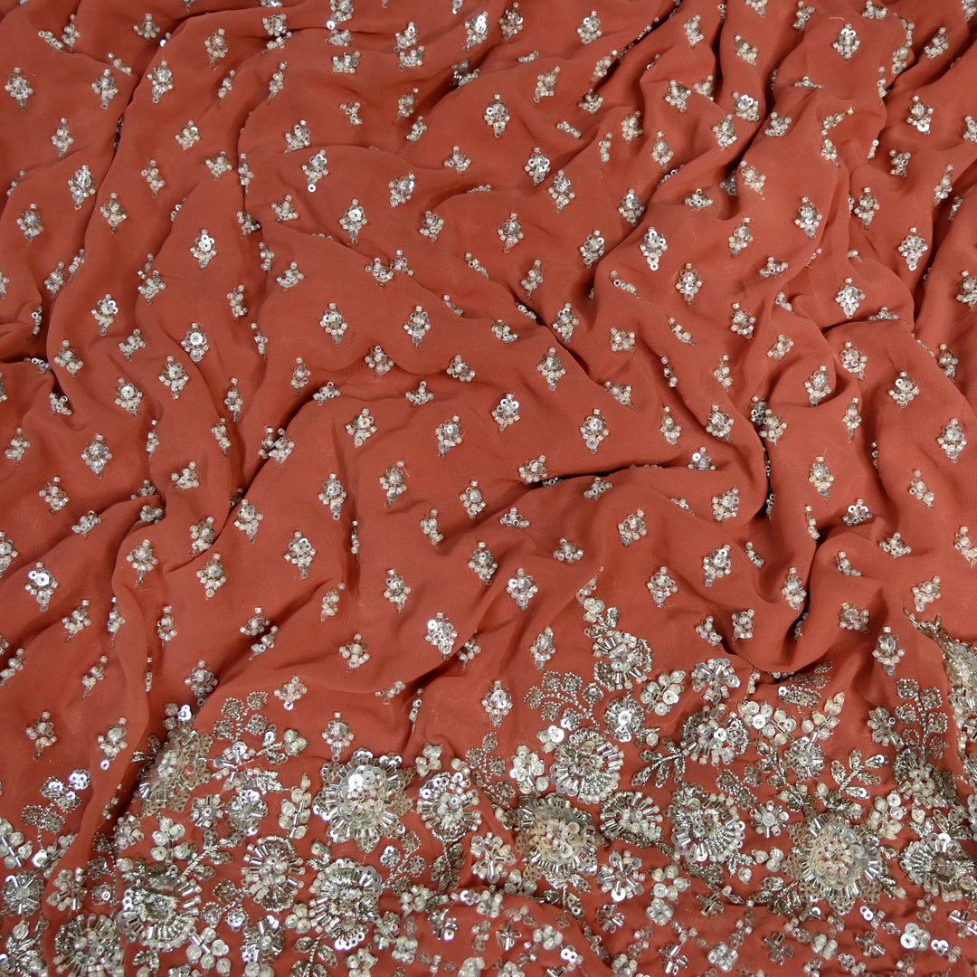 Viscose Georgette Moti Sequins Embroidery Fabric