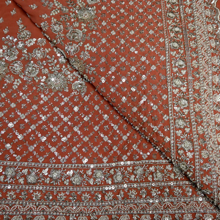 Viscose Georgette Moti Sequins Embroidery Fabric