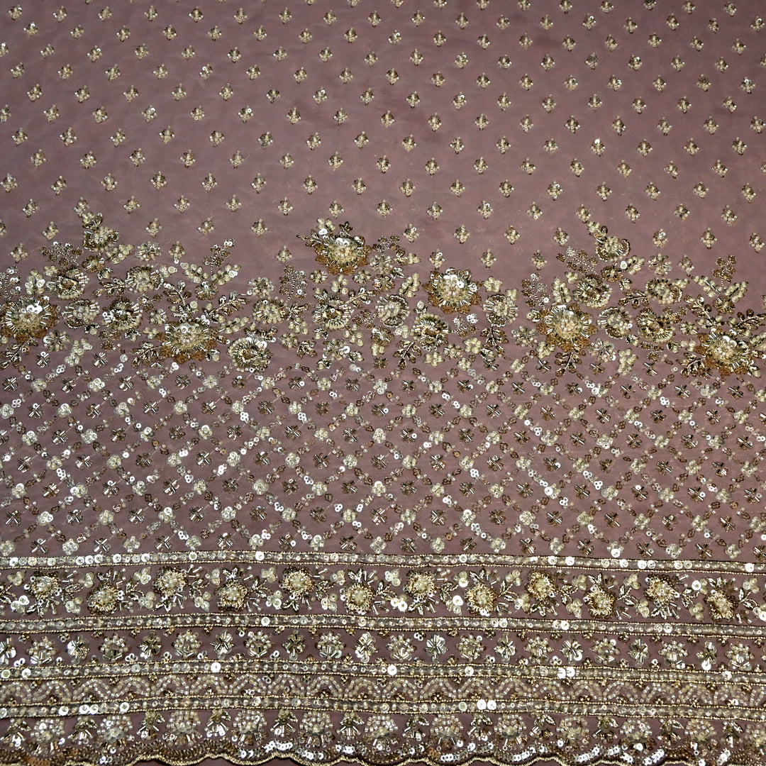 Viscose Georgette Moti Sequins Embroidery Fabric