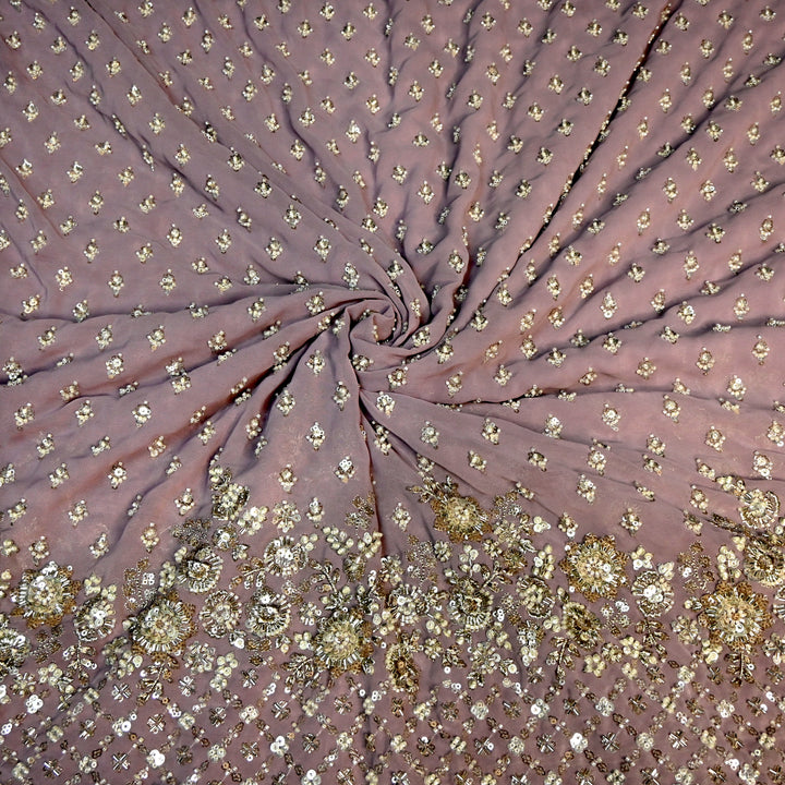 Viscose Georgette Moti Sequins Embroidery Fabric