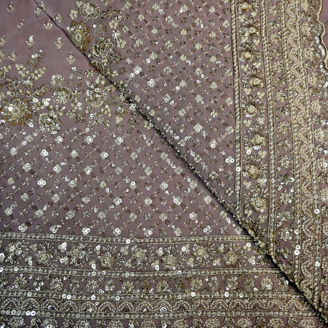 Viscose Georgette Moti Sequins Embroidery Fabric