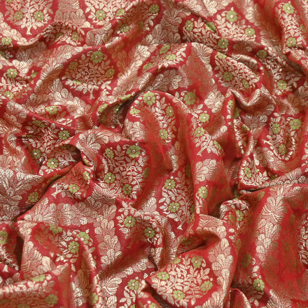 Luxury Katan Meena Zari Brocade Fabric | Designer Ethnic Wear Material | HAR228-4