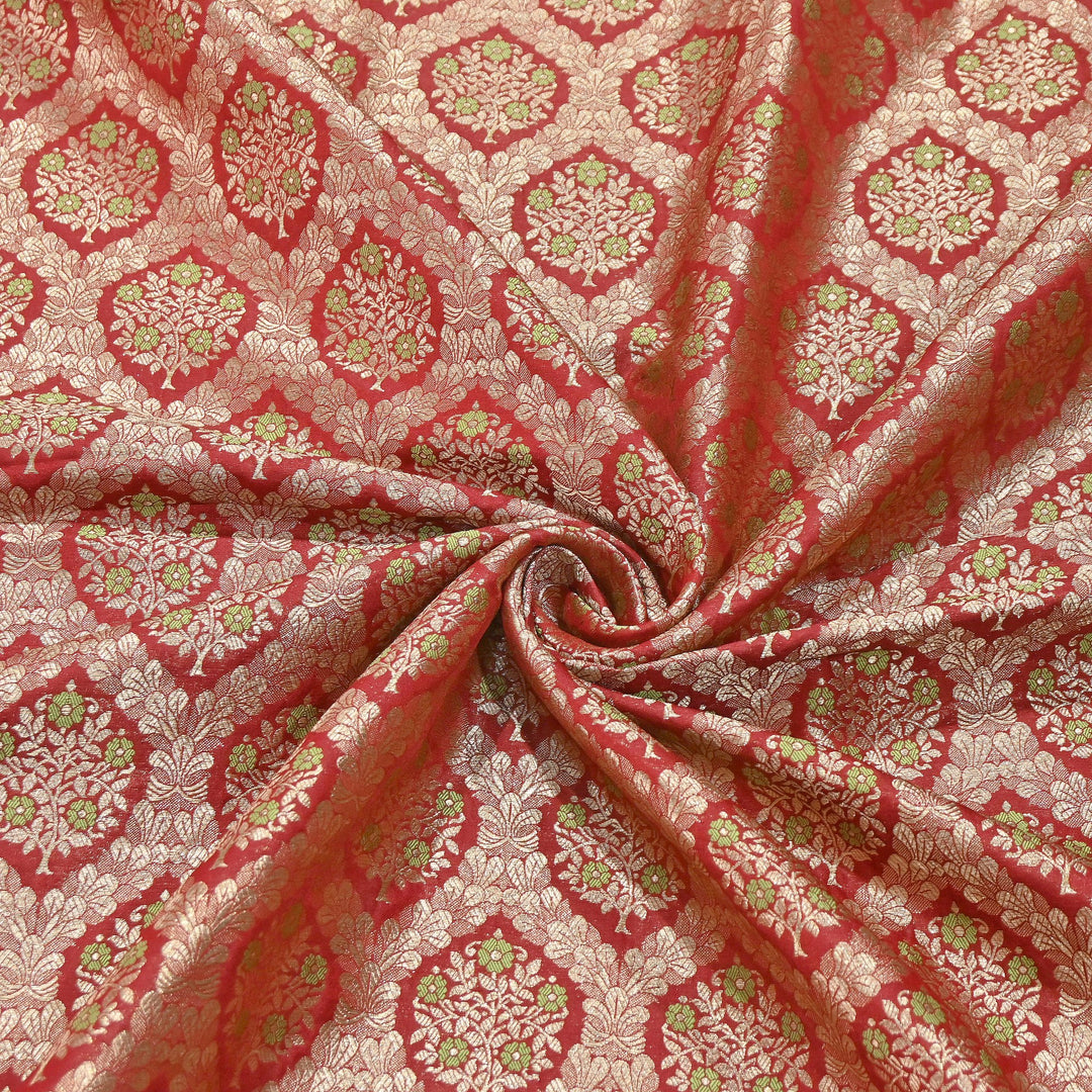 Luxury Katan Meena Zari Brocade Fabric | Designer Ethnic Wear Material | HAR228-4