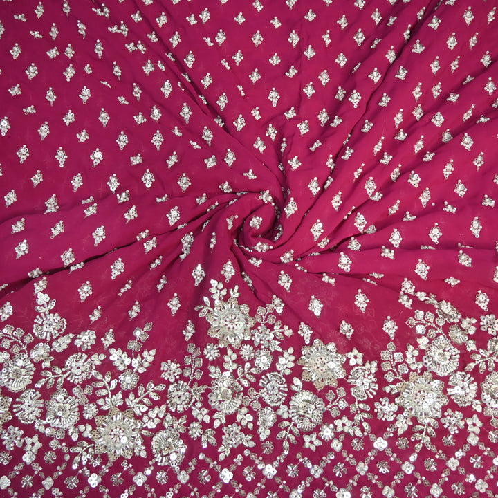 Viscose Georgette Moti Sequins Embroidery Fabric