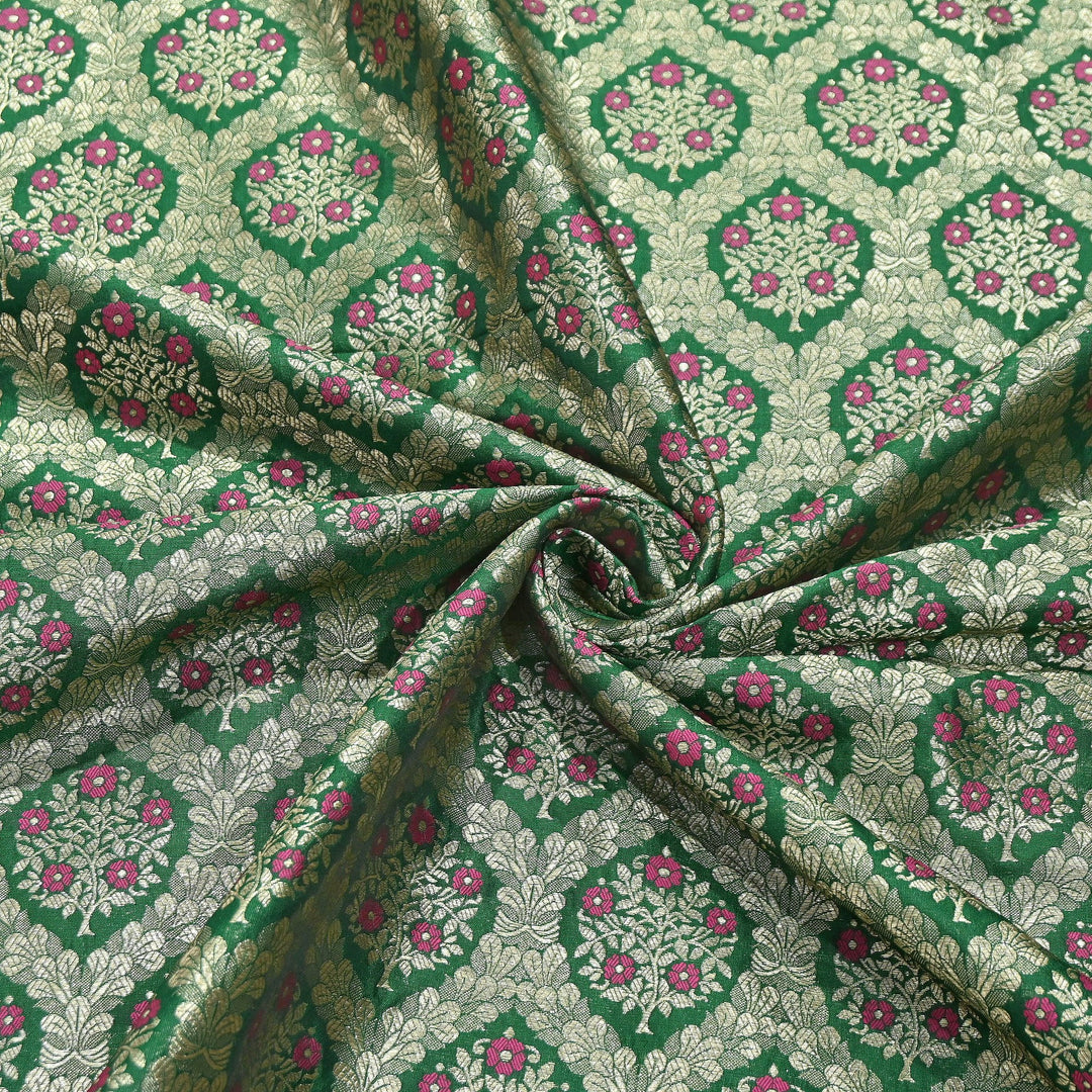 Luxury Katan Meena Zari Brocade Fabric | Designer Ethnic Wear Material | HAR228-5