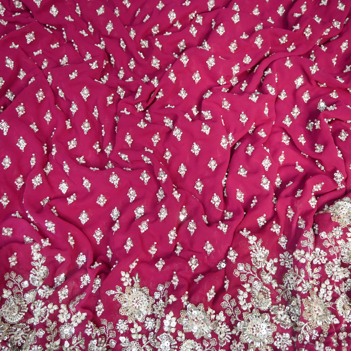 Viscose Georgette Moti Sequins Embroidery Fabric