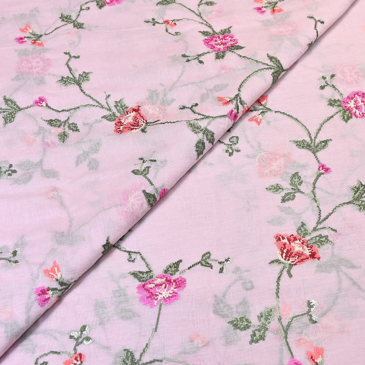 Mul Chanderi Floral Zari Work Embroidery – Designer Summer Fabric GP3798-5
