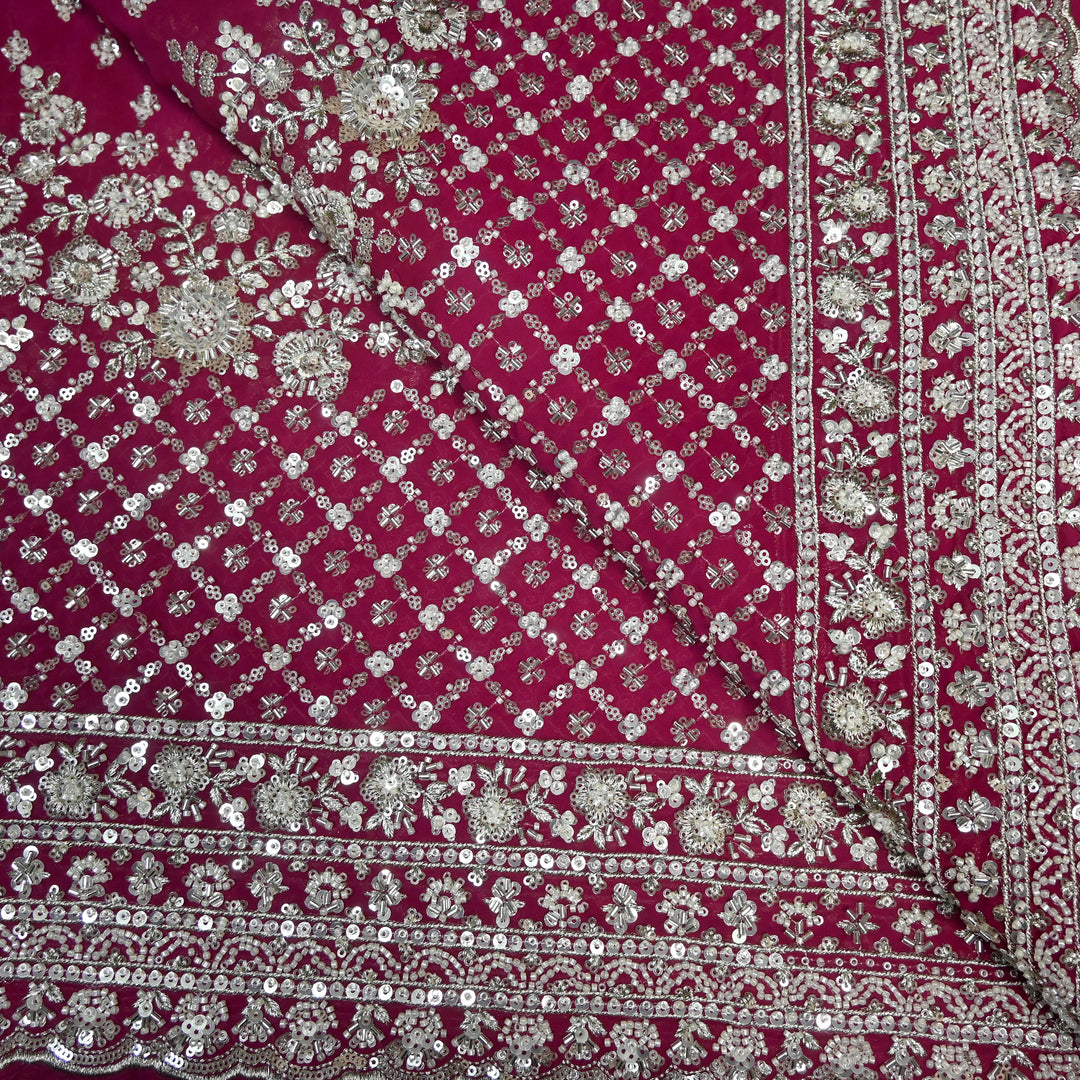 Viscose Georgette Moti Sequins Embroidery Fabric