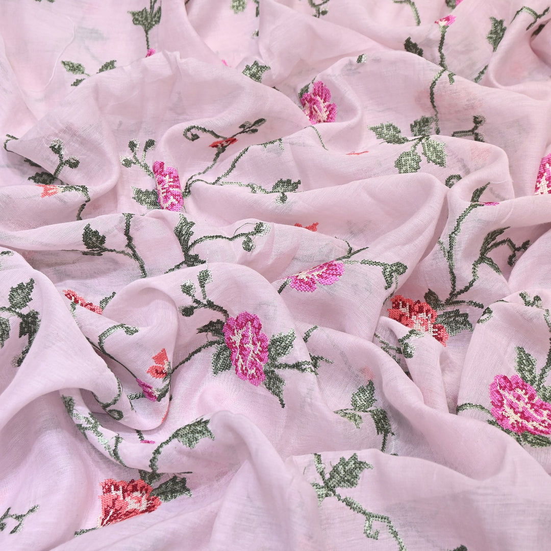 Mul Chanderi Floral Zari Work Embroidery – Designer Summer Fabric GP3798-5