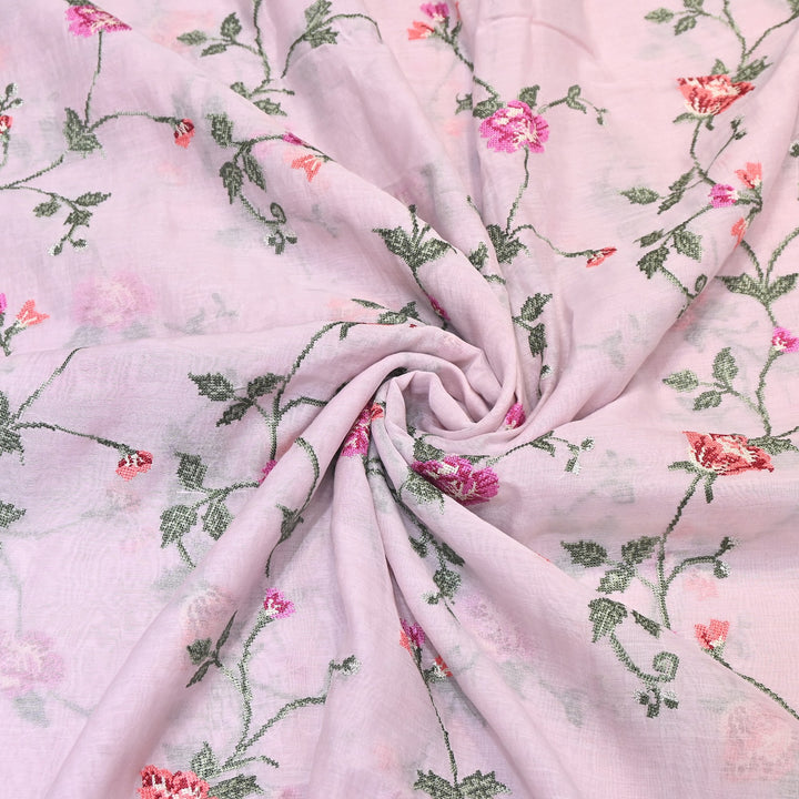 Mul Chanderi Floral Zari Work Embroidery – Designer Summer Fabric GP3798-5