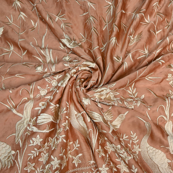Modal Satin Parsi Work Embroidery Fabrics