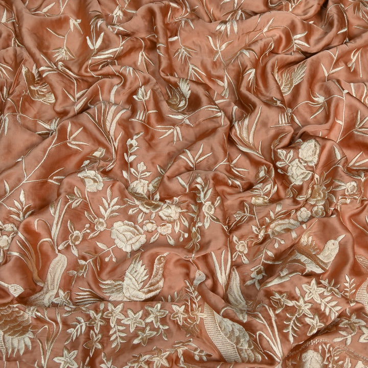 Modal Satin Parsi Work Embroidery Fabrics