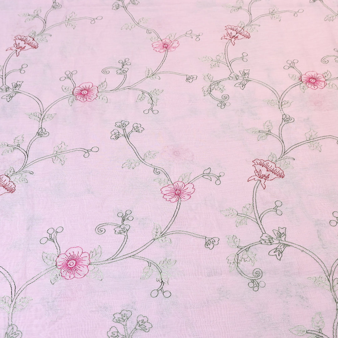 Mul Chanderi Floral Thread Embroidery – Designer Summer Fabric GP3796-5