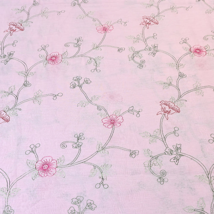 Mul Chanderi Floral Thread Embroidery – Designer Summer Fabric GP3796-5
