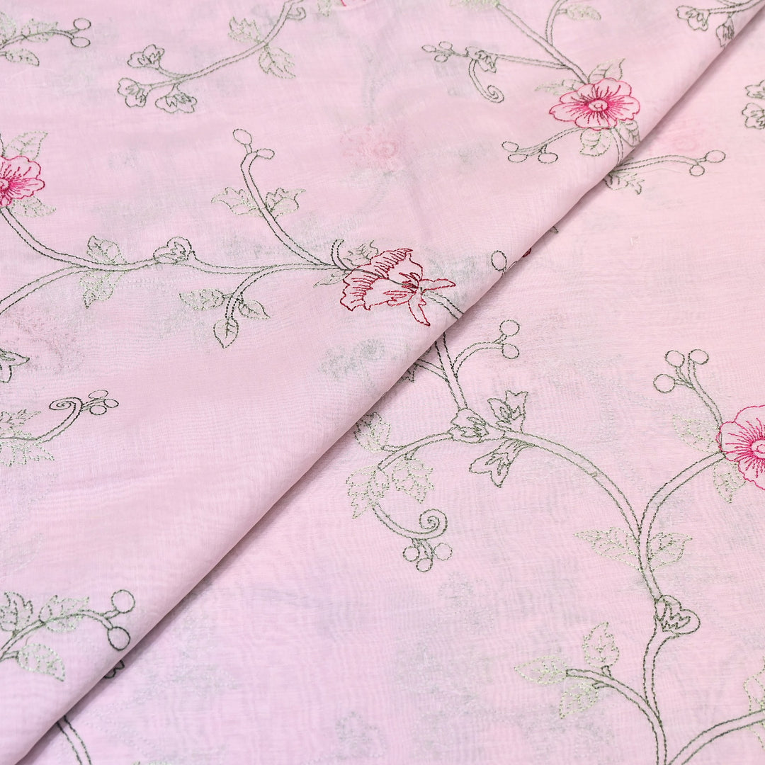 Mul Chanderi Floral Thread Embroidery – Designer Summer Fabric GP3796-5