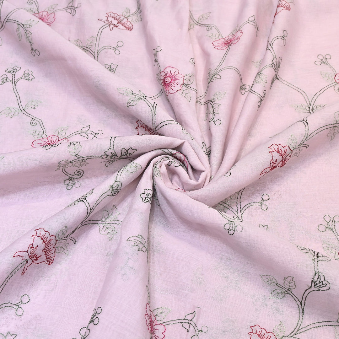 Mul Chanderi Floral Thread Embroidery – Designer Summer Fabric GP3796-5