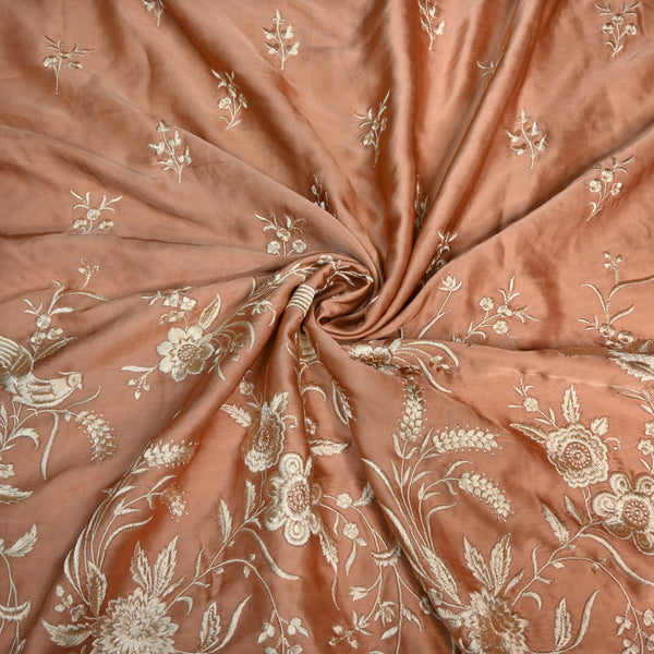 Modal Satin Parsi Work Embroidery Fabrics