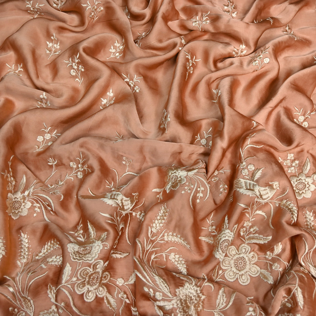 Modal Satin Parsi Work Embroidery Fabrics