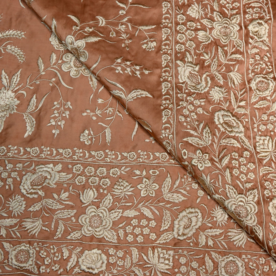 Modal Satin Parsi Work Embroidery Fabrics