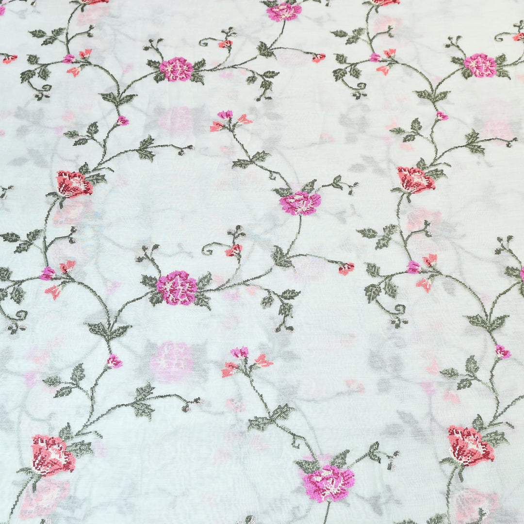 Mul Chanderi Floral Zari Work Embroidery – Designer Summer Fabric GP3798-6