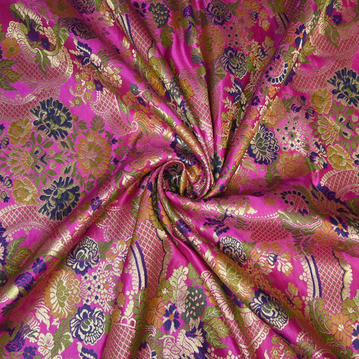 Multicolor Kimkhab Brocade Fabric