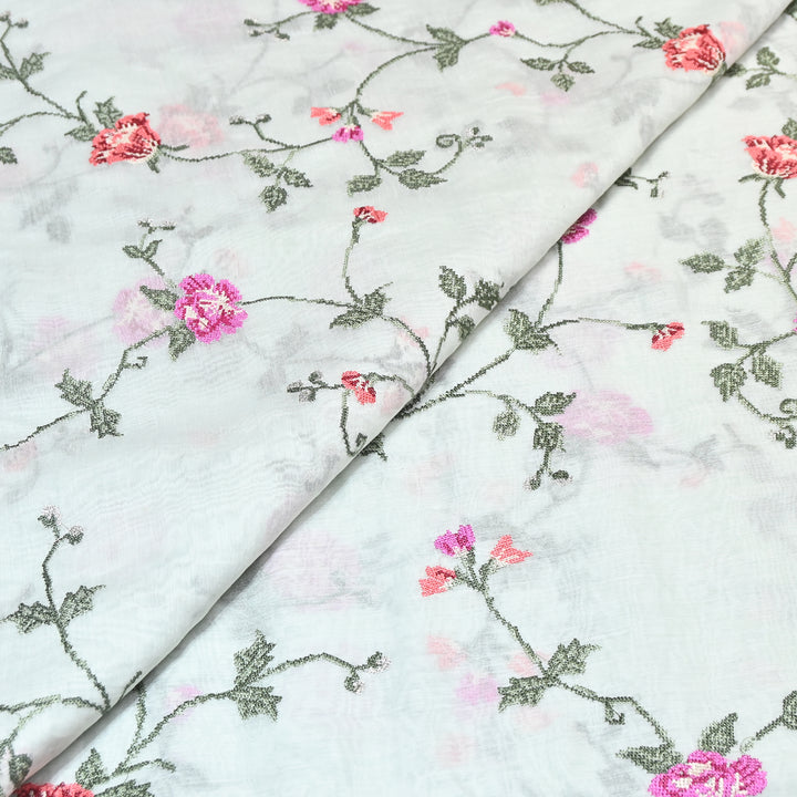 Mul Chanderi Floral Zari Work Embroidery – Designer Summer Fabric GP3798-6