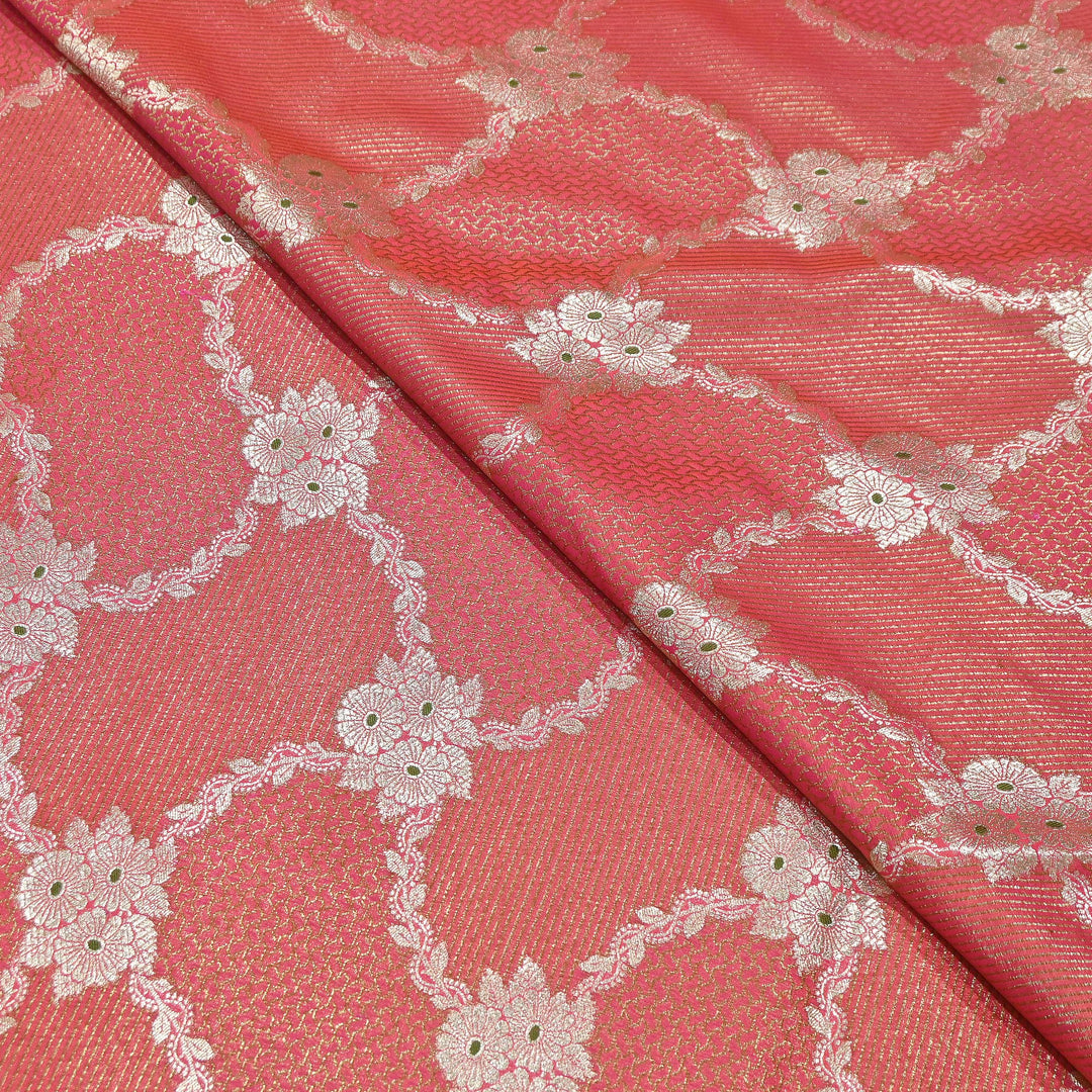 Luxury Silk Antique Meena Zari Jaal Brocade Fabric | Designer Ethnic Wear Fabric | TSW425-1