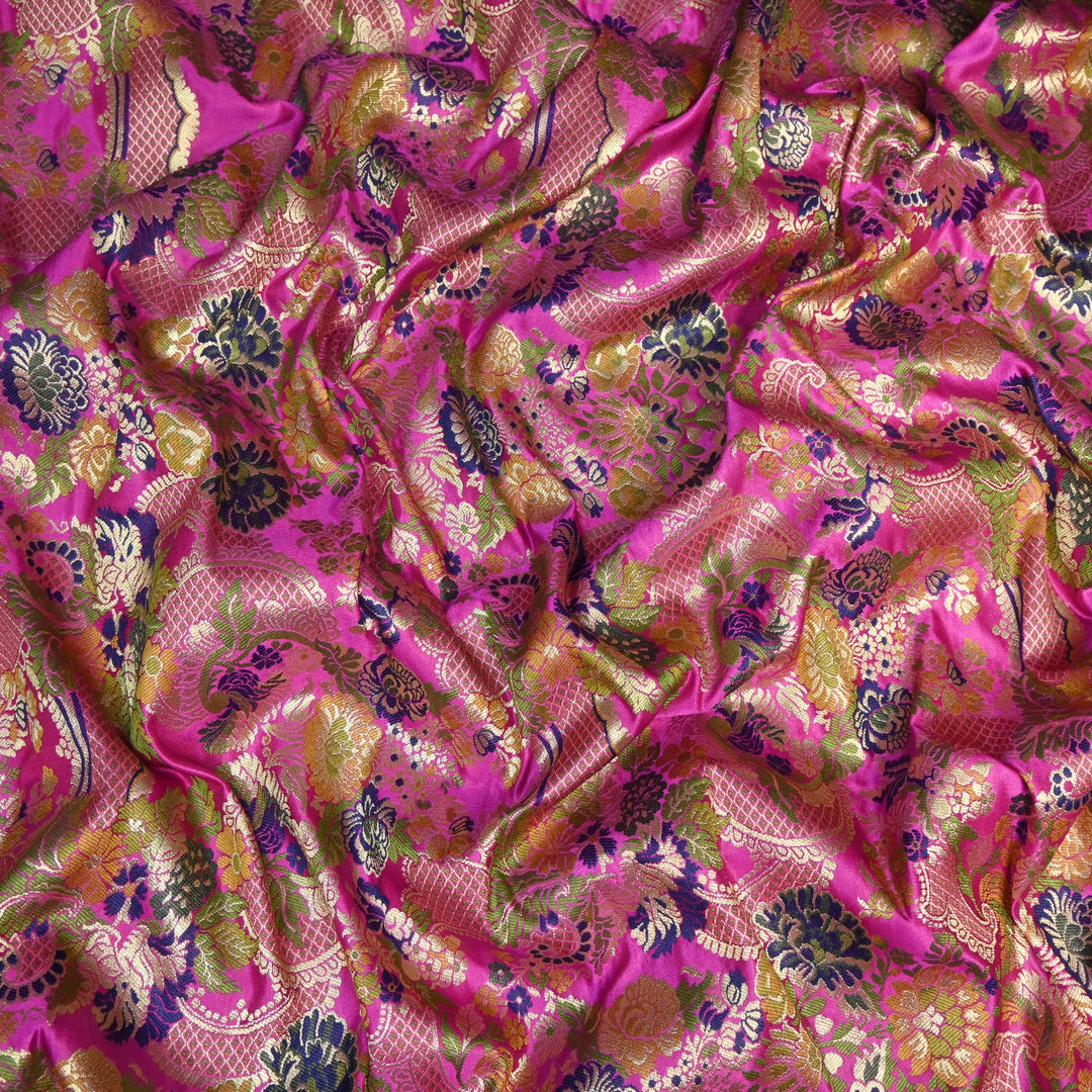 Multicolor Kimkhab Brocade Fabric