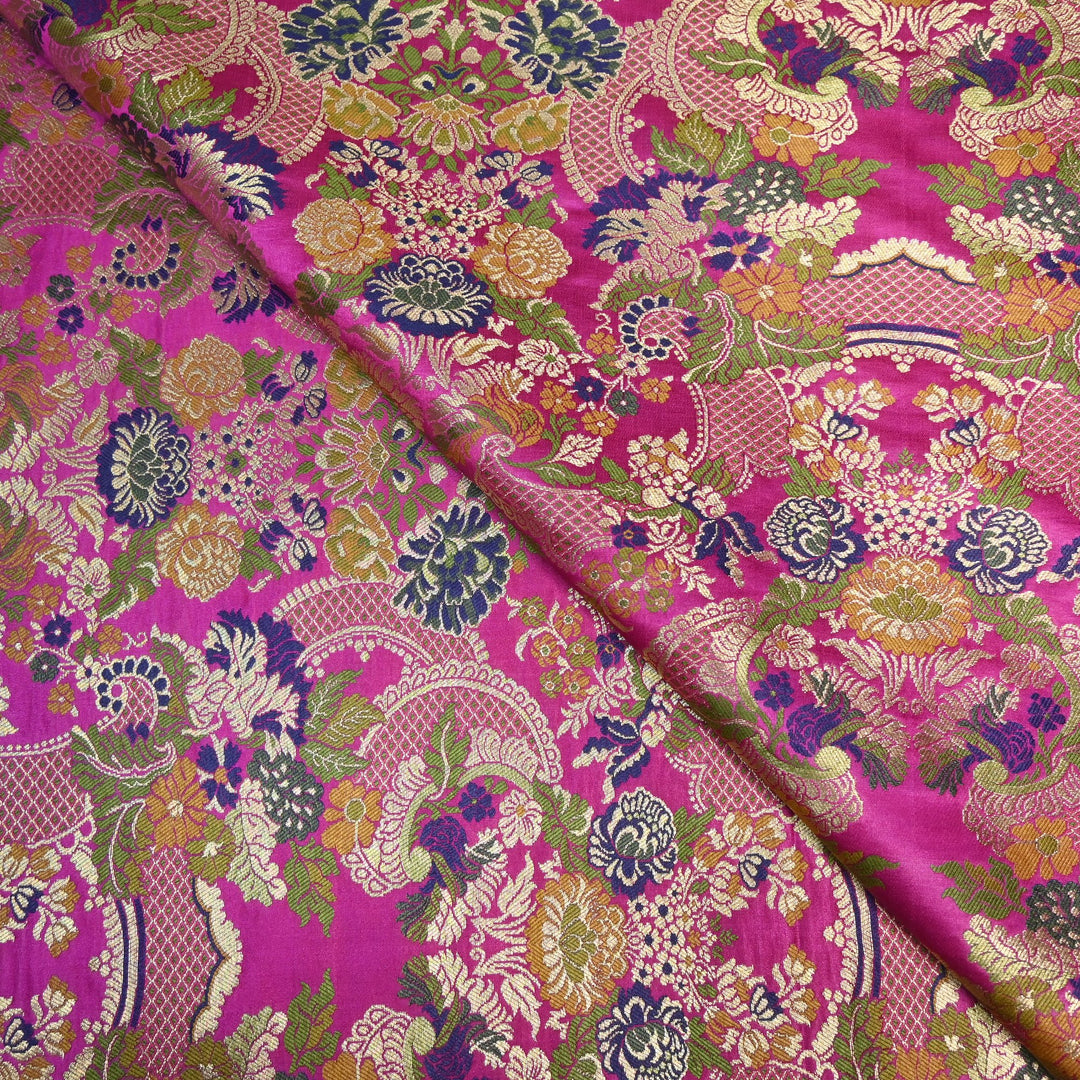 Multicolor Kimkhab Brocade Fabric