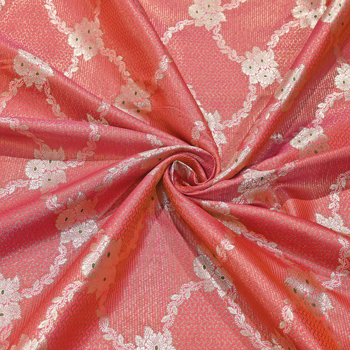 Luxury Silk Antique Meena Zari Jaal Brocade Fabric | Designer Ethnic Wear Fabric | TSW425-1