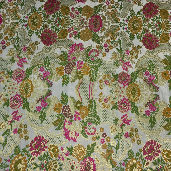 Multicolor Kimkhab Brocade Fabric
