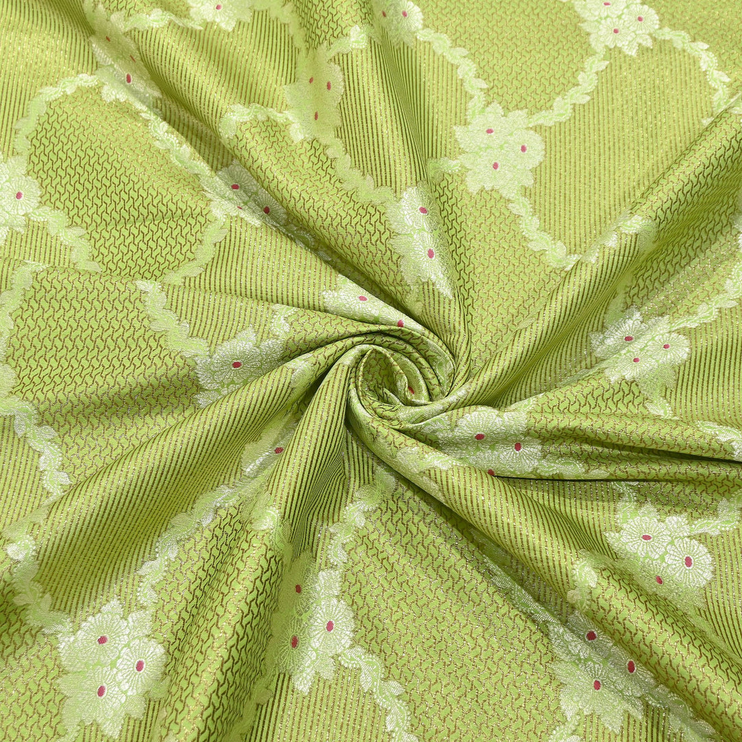 Luxury Silk Antique Meena Zari Jaal Brocade Fabric | Designer Ethnic Wear Fabric | TSW425-2
