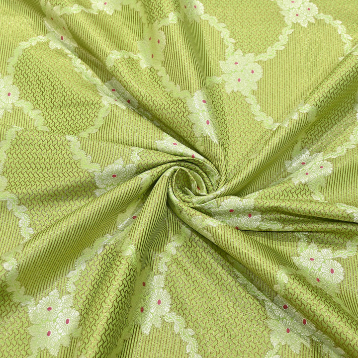 Luxury Silk Antique Meena Zari Jaal Brocade Fabric | Designer Ethnic Wear Fabric | TSW425-2