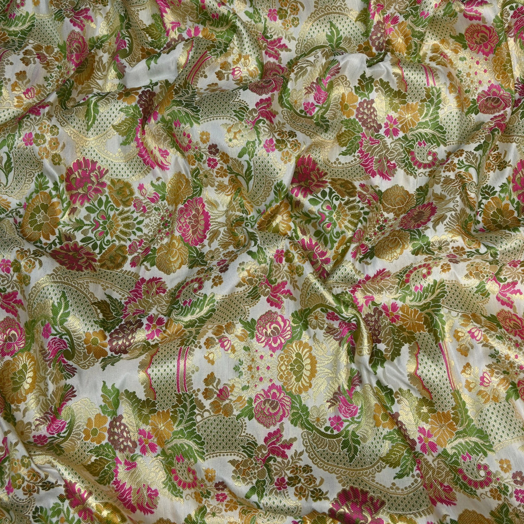 Multicolor Kimkhab Brocade Fabric