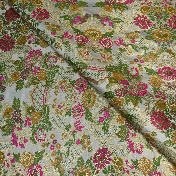 Multicolor Kimkhab Brocade Fabric