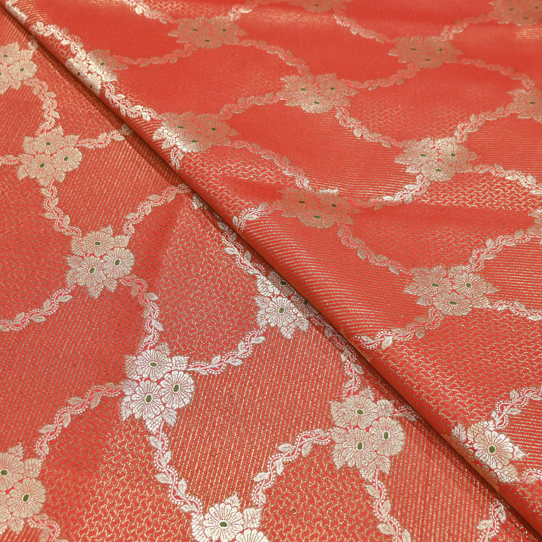 Luxury Silk Antique Meena Zari Jaal Brocade Fabric | Designer Ethnic Wear Fabric | TSW425-3